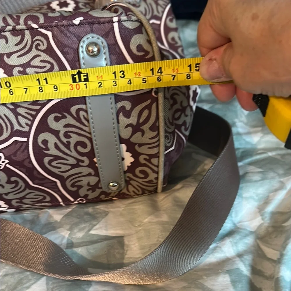 Pottery, barn, kids, Stylish Patterned Diaper Bag - Purple and Gray